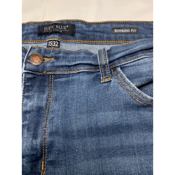 Judy Blue Jeans Womens 15/32 Blue Boyfriend Fit Ankle Stretch Denim - Picture 2 of 10